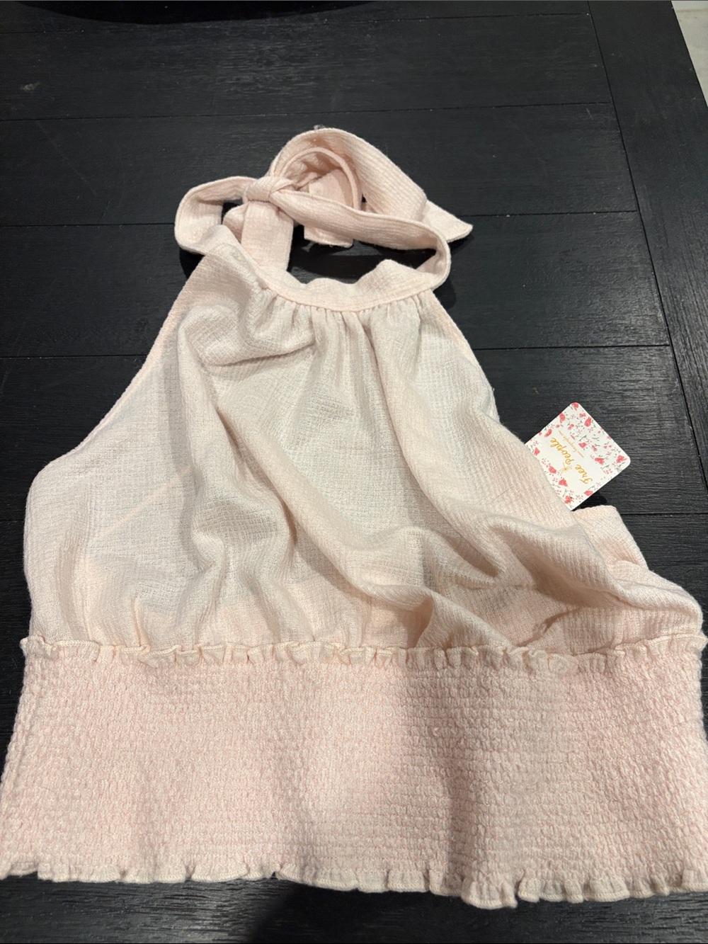 Free People Pale Pink Halter Tank Top -Large- NWT
